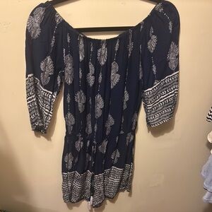 Elegant Navy Blue Off-Shoulder Romper